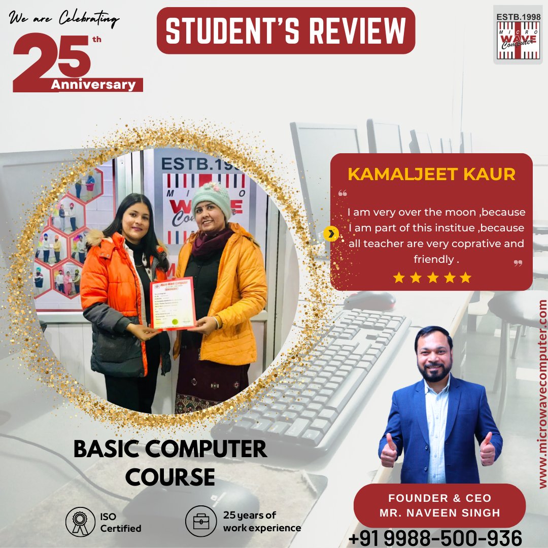 mwc_98's tweet image. 🌟Congratulations on conquering [BASIC COMPUTER COURSE]! Your dedication and hard work have truly paid off. Wishing you all the best in your future endeavors.
#basiccomputercourse #computer #msexceltutorials #mspowerpoint #msword #students #Congratulations #Prince #AbhishekKumar
