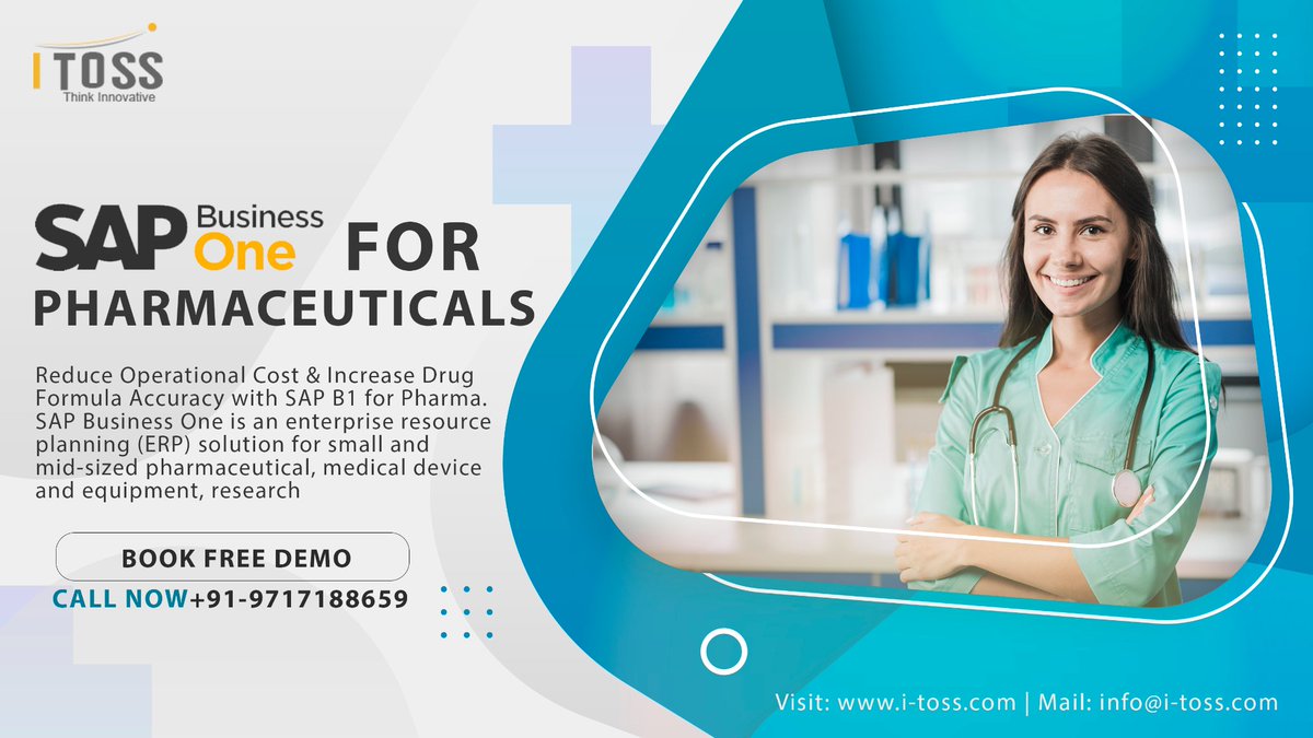 ItossLtd's tweet photo. SAP Business One is a comprehensive solution, designed specifically for #PharmaceuticalIndustry. 

Visit: https://t.co/bBzixY3bzR | Mail: info@i-toss.com
Call: +91-9717188659

#ERPSoftwareforPharmaceuticalIndustry #PharmaceuticalIndustry #ERPSoftware #ERPSoftwareSolutionsin https://t.co/NjC6XtWjZc
