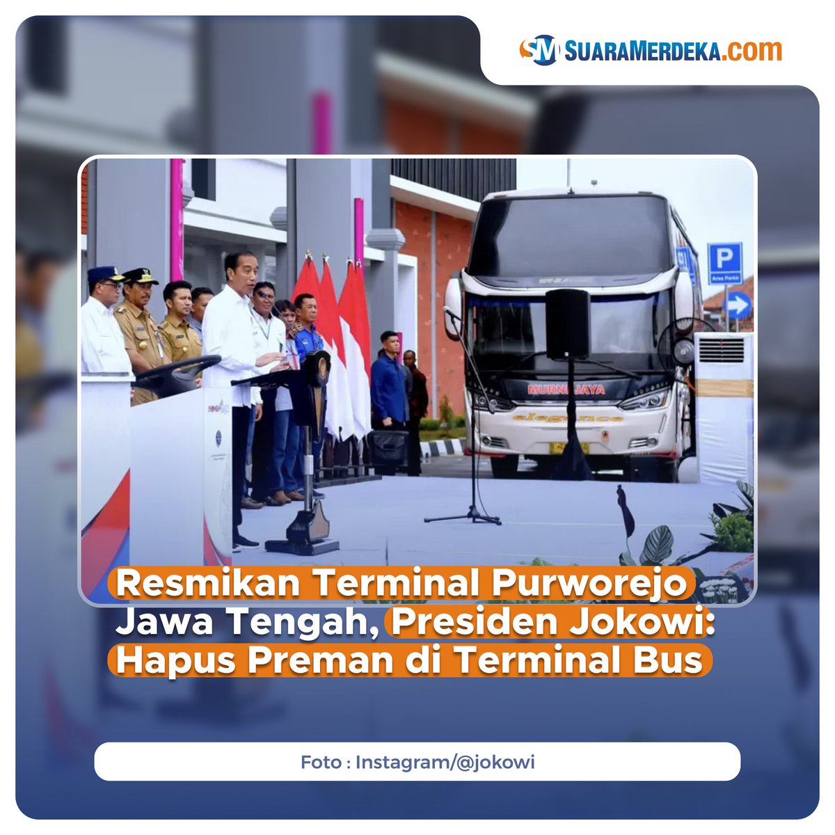 suaramerdeka's tweet photo. Kunjungan Presiden Joko Widodo ke Purworejo Jawa Tengah turut serta resmikan terminal baru, Presiden Jokowi : Hapus Preman di Terminal Bus
https://t.co/VcTgNgyznI
#suaramerdeka #suaramerdekacom #promedia #terminalpurworejo #purworejo #presidenjokowi #peresmian #terminalbus https://t.co/P4lbbSR4pH
