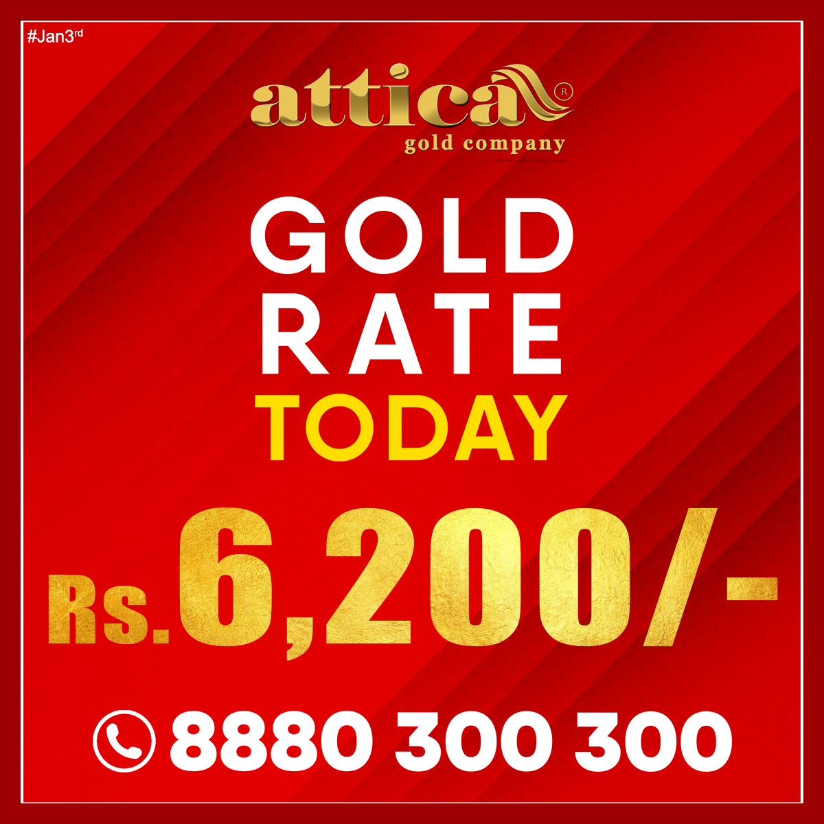 Atticagoldcomp's tweet photo. Today's Gold Rate at Attica Gold Company For more information, Call Us at 8880 300 300 For More Details Visit Our Website: www.atticagoldcompany

#AtticaGoldCompany #GoldBuyers #GoldRate #SellGold #ReleasePledgedGold #Bangalore #Chennai #Hyderabad #Gold https://t.co/Mk0iVhNwAU
