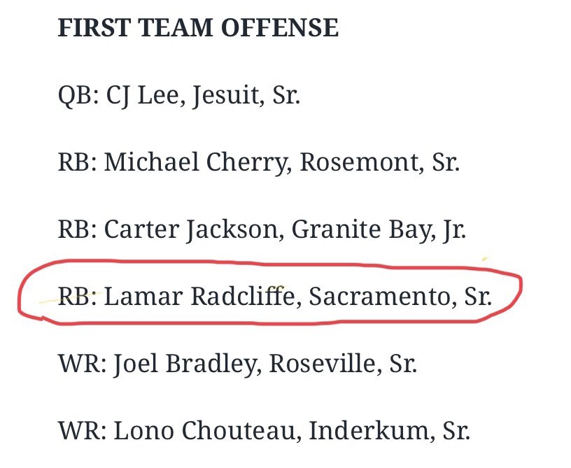 Honored to be first team all metro. It is a blessing to be honored🙏🏽🏈💪🏽@SacBee_JoeD @Thatcoachkimbb1 @LaronAkaRoro @CorieRadcliffe