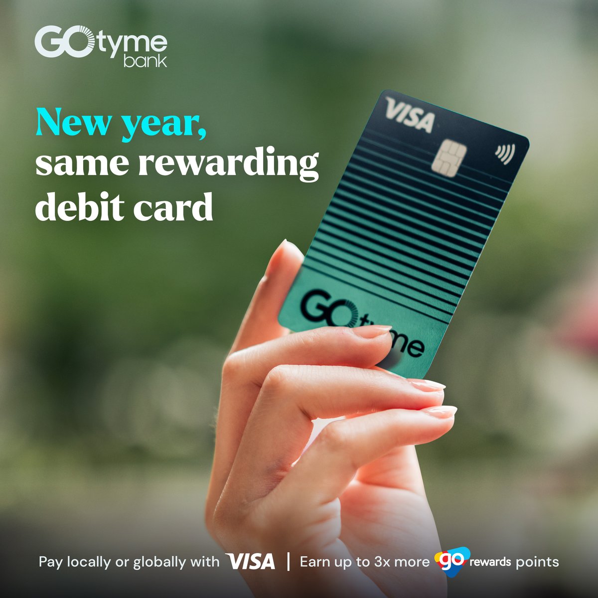 We'll make it a point to keep making your every new experience rewarding, ​wherever 2024 takes you – just make sure to bring GoTyme Bank’s #RewardingDebitCard along for the ride. 😉