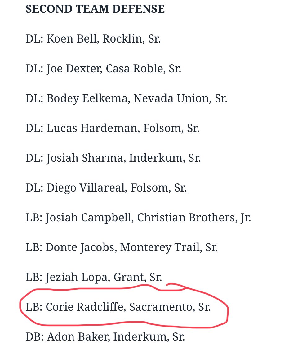 Honored to be second team defense all metro. It is a blessing to be honored🙏🏽🏈💪🏽@SacBee_JoeD @Thatcoachkimbb1 @LaronAkaRoro @lamar_radcliffe
