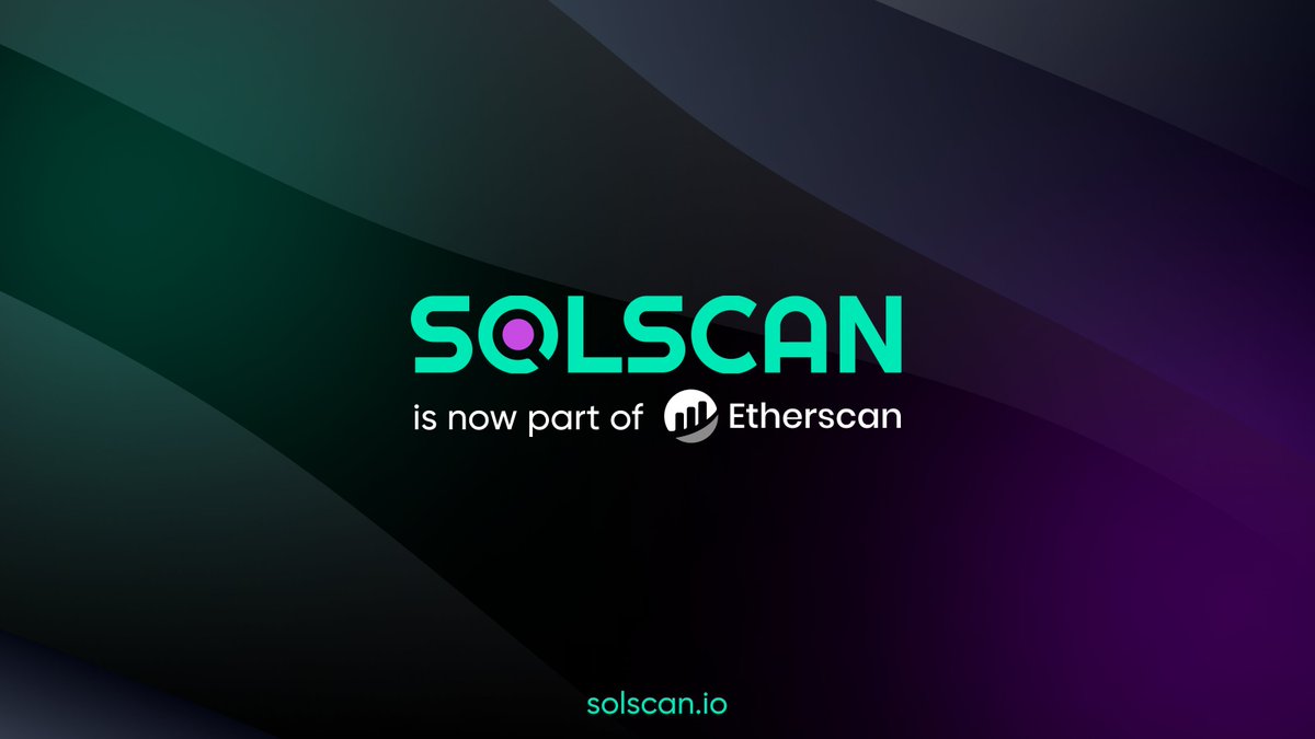 1/ 🚨BREAKING🚨We are honored to announce the acquisition of Solscan by Etherscan, the world's leading block explorer. A momentous step in the world of blockchain exploration that will be a stepping stone for greater contributions to the Solana ecosystem.