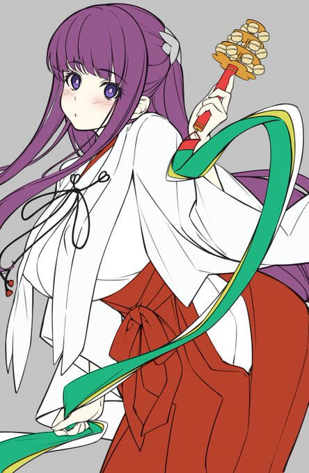 肌が少なめバージョンも😌 この後、色々差分を用意してみたいです🤤  #葬送のフリーレン #フェルン #巫女 