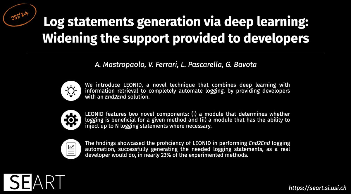 Antonio Mastropaolo (@antoniomastro2) on Twitter photo 2024 is starting just right with our recently accepted <a href="/JSSoftware/">Journal of Systems and Software</a> paper 🚀✅
Preprint: arxiv.org/abs/2311.04587
Code/data: tinyurl.com/4s26xzax
VSCode Plugin: tinyurl.com/yw2yxxe8
A result of the DEVINTA project.
<a href="/ERC_Research/">European Research Council (ERC)</a>
AMZucchi VFerrari <a href="/LucaPascarella/">Luca Pascarella</a> <a href="/gbavota/">Gabriele Bavota</a> 2024 is starting just right with our recently accepted <a href="/JSSoftware/">Journal of Systems and Software</a> paper 🚀✅
Preprint: arxiv.org/abs/2311.04587
Code/data: tinyurl.com/4s26xzax
VSCode Plugin: tinyurl.com/yw2yxxe8
A result of the DEVINTA project.
<a href="/ERC_Research/">European Research Council (ERC)</a>
AMZucchi VFerrari <a href="/LucaPascarella/">Luca Pascarella</a> <a href="/gbavota/">Gabriele Bavota</a>