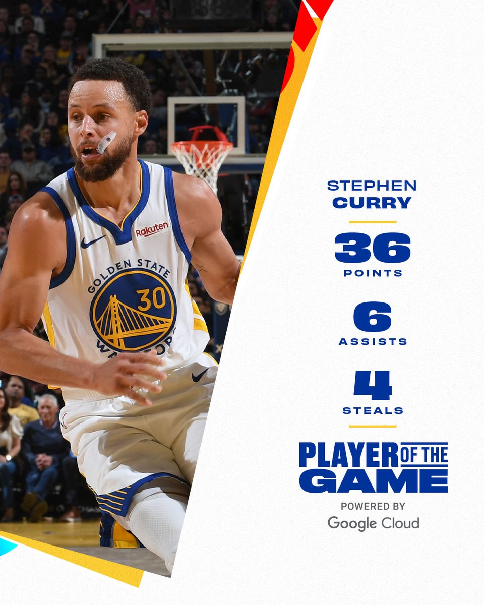 warriors's tweet image. 30 put on a show 🤩

Player of the Game, powered by @googlecloud