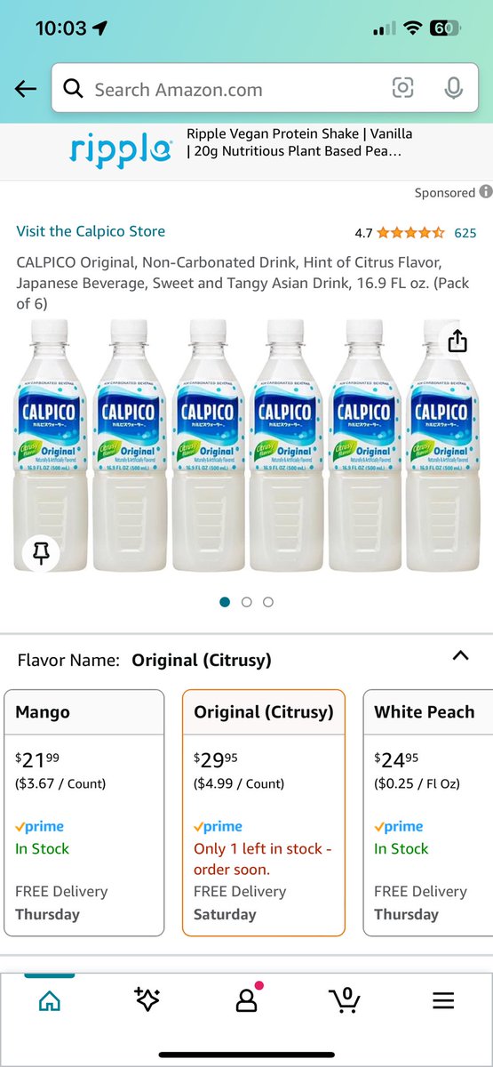 dizzzyvee's tweet photo. $30 for a 6 pack of calpicos should be illegal https://t.co/DjYkb1ocqa