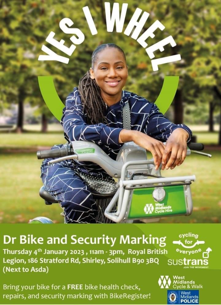 Come along to a Free bike health check, repair and security marking session at #Shirley British Legion tomorrow 4/Jan 11am - 3pm 🚲