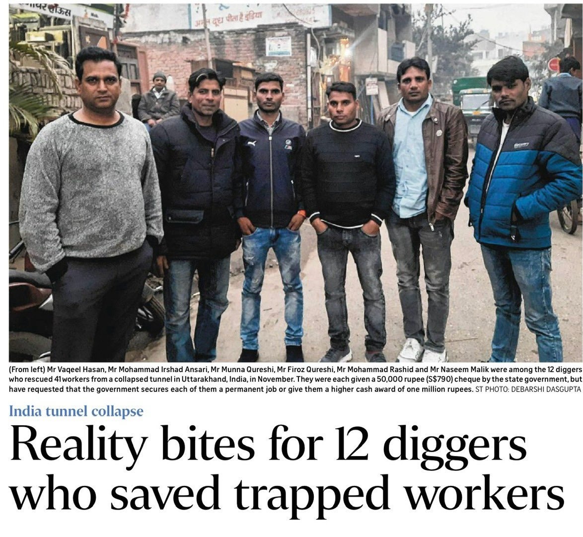 The government could not afford to pay the amount to 12 workers who worked day & night in digging #UttarakhandTunnel & they want to make a 5 trillion economy.

Irony died thousand deaths.