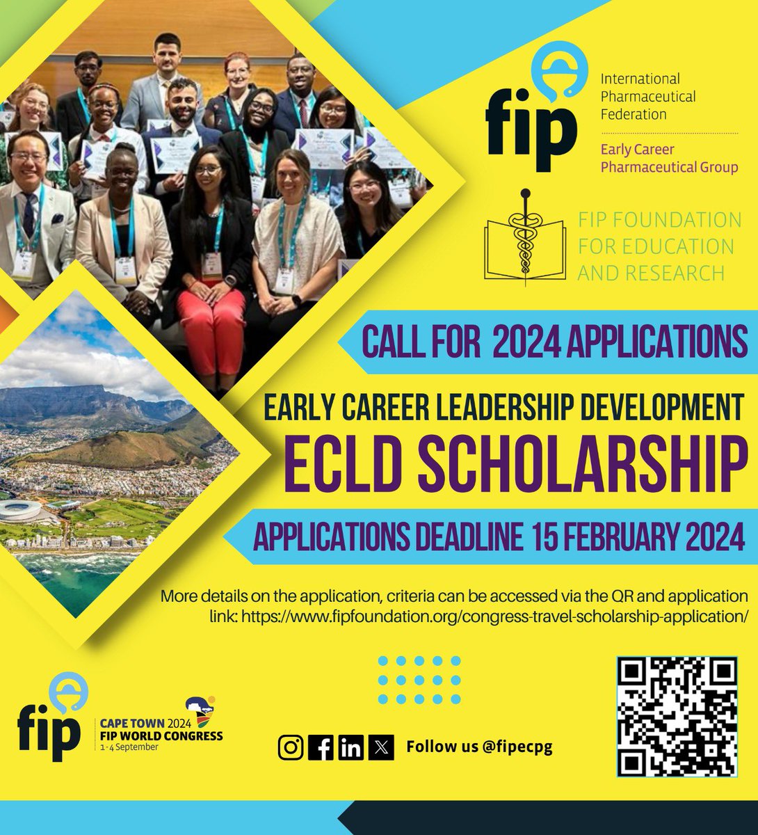 A new year also means NEW #opportunities! Applications are now open for the FIP Early Career Leadership Development Scholarship! The FIP Foundation will award six scholarships to assist young pharmacists or pharmaceutical scientists to attend the 2024 FIP World Congress and…