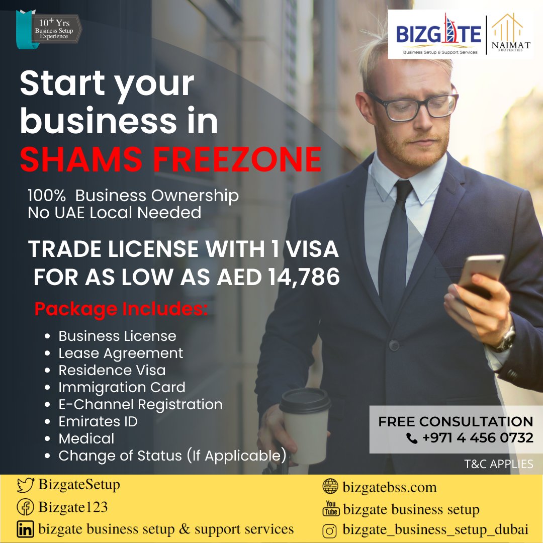 BizgateSetup's tweet image. Start your business in SHAMS FREE ZONE

100% Business Ownership
No UAE Local Needed

Mobile: +971 4 456 0732
Email: admin@bizgatebss.com

#business #entrepreneur #motivation #success #marketing #love #money #mindset #inspiration #instagood #instagram #lifestyle #goals #dubai