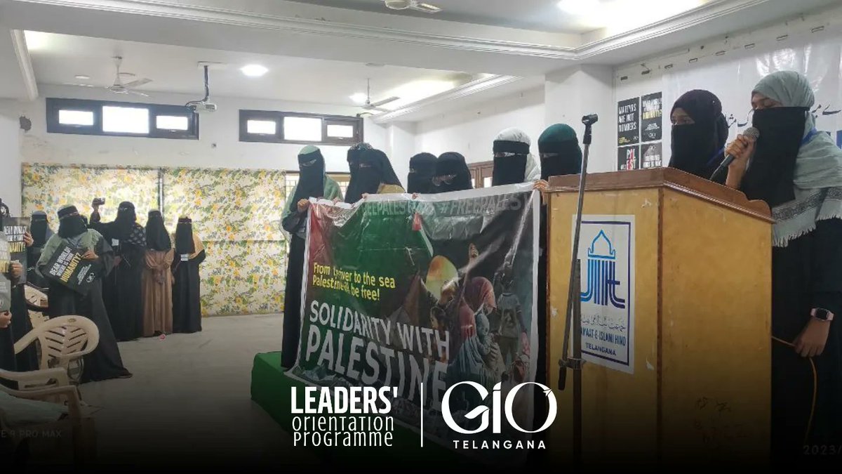 GIOTelangana's tweet photo. GIO stands with Palestine! 
Glimpses from the Leaders Orientation Programme'24 being held at Hyderabad.

#StandwithPalestine #GIOTelangana https://t.co/SFH3UGY6MC