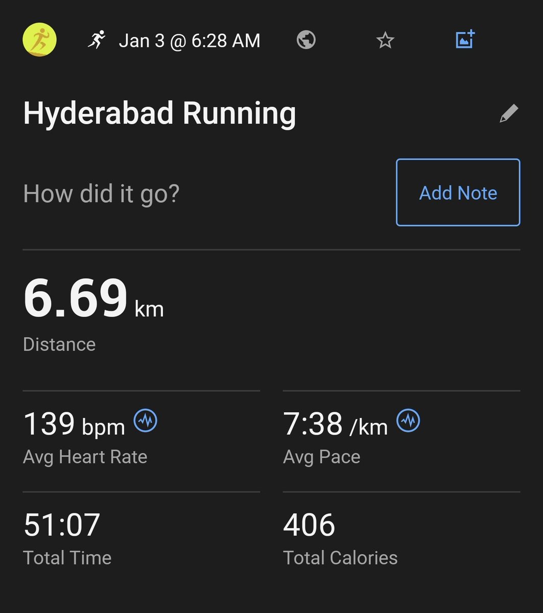 databaaj's tweet photo. New Year, New Beginnings. First run of 2024, a slow &amp; easy 6K 2 get in rhythm.
Empty Stomach (ES) wt: 62.75 Kg
2024 𝗧𝗮𝗿𝗴𝗲𝘁𝘀: 
Dist: 3650 Kms
Wt training: 100 sessions
ES Wt: 60 Kg
RHR: 50
VO2 Max: 50
HRV: 50
@reminderpls in one year
#RunningTwitter #Pledge24 #ARStats2024 https://t.co/rWPhww2N2l