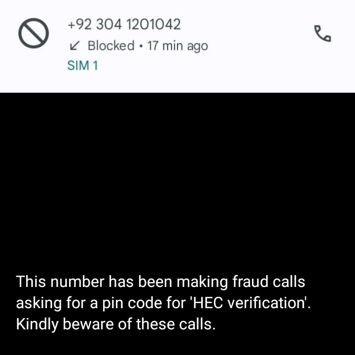 kemkokilla's tweet photo. Guys beware of these fraud calls from HEC asking for any code . Two of my classmates got their whatsapp hacked by this https://t.co/8mpKy8K6nG