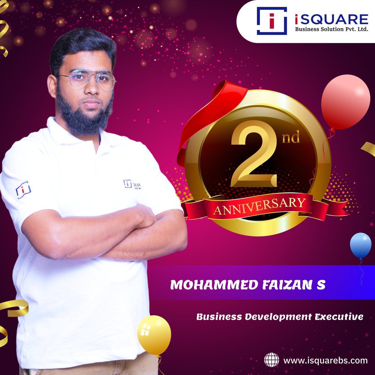 isquarebs's tweet photo. 🎉 Congratulations on your work anniversary Mohammed Faizan  
✨ It’s a special day to celebrate your great work and dedication to your job over the years.  #happyworkanniversary #workanniversary #workanniversarycelebration #secondworkanniversary  #career #iSQUARE #isquarebs https://t.co/3fuBQ5Z8zh