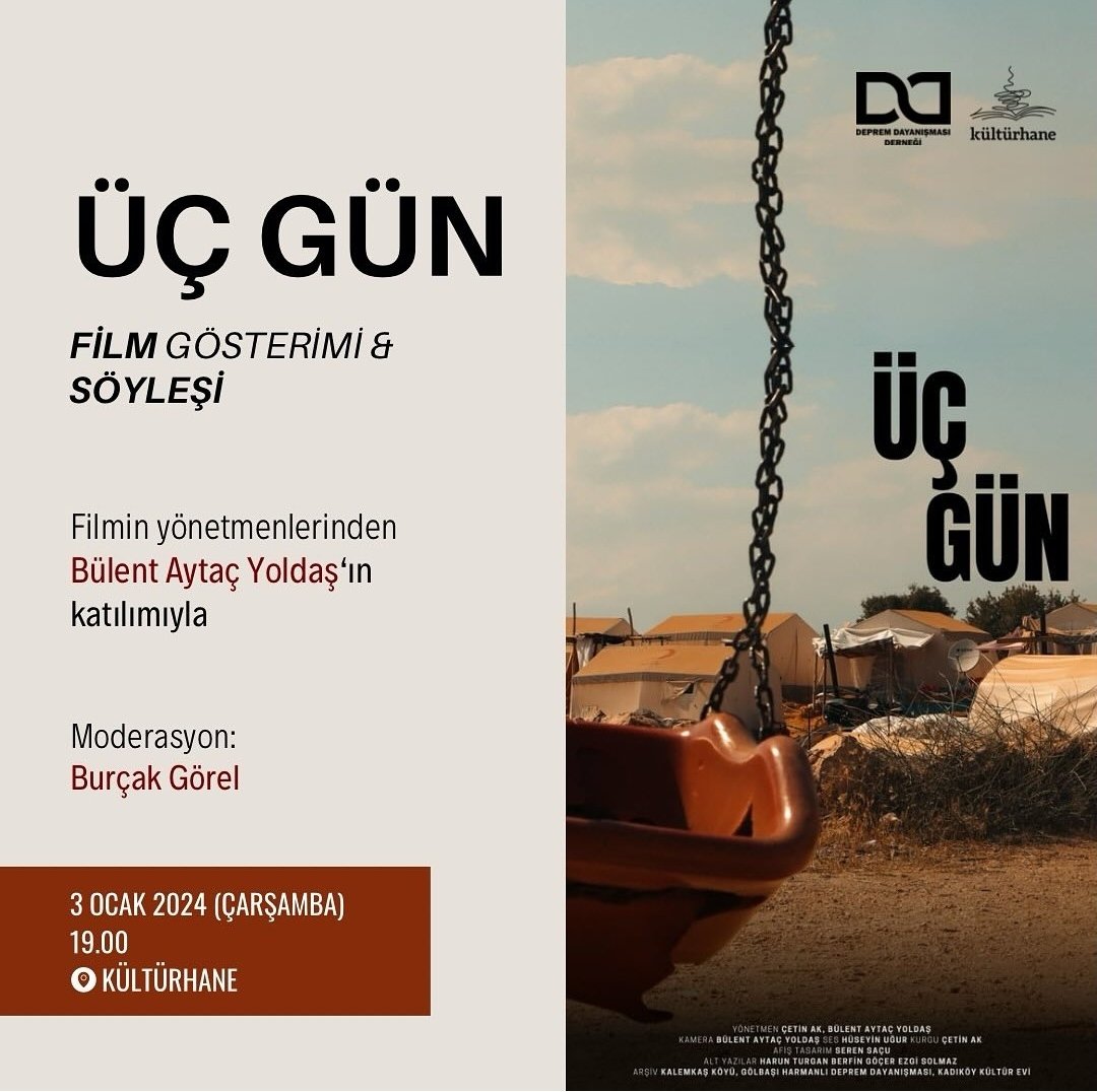 Bugün Mersin'de buluşuyoruz. Belgesel gösterimi sonrası dayanışma pratiklerini ve deprem bölgesinde ki son durumu konuşuyoruz. Mersin'de yaşayan tüm dostlarımızı bu akşam saat 19:00'da Kültürhane'ye bekliyoruz