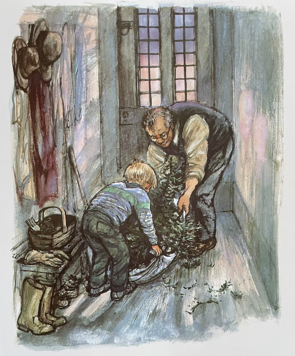 William and Grandpa laid the Christmas tree in a dust sheet and dragged it as far as the back door, trying not to leave a trail of pine needles behind them. ‘Get your coat. We’ll have a bonfire,’ said Grandpa. From Burning the Tree in Stories by Firelight
