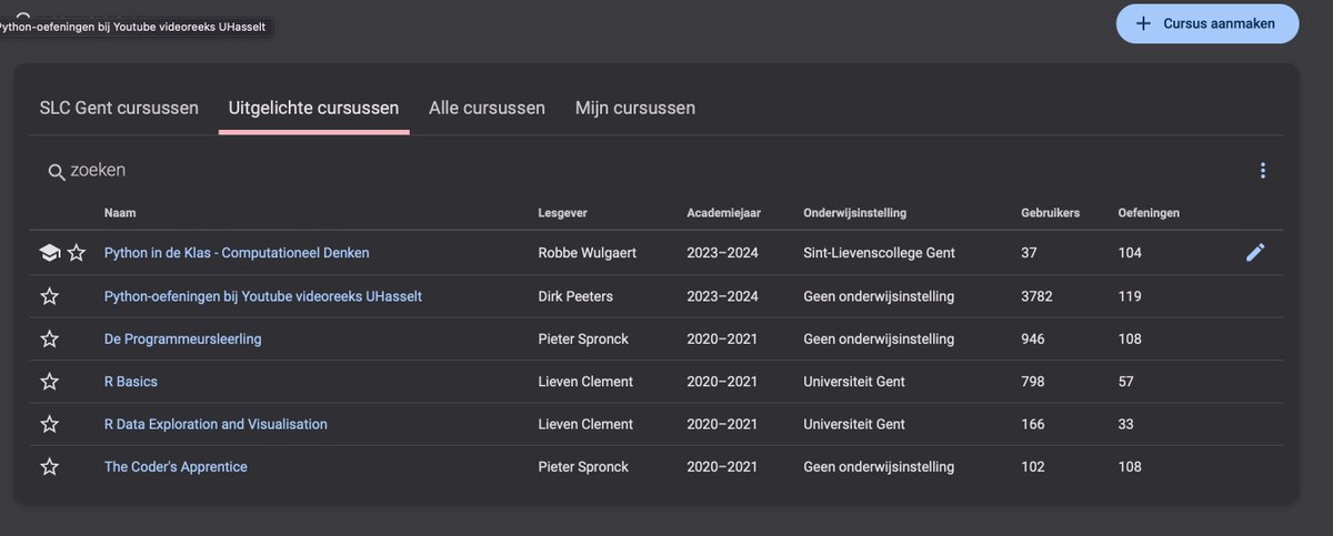 Nog steeds geen goed voornemen voor 2024? Misschien is leren programmeren in Python iets voor jou(w leerlingen)? Vanaf vandaag zijn onze leermiddelen (lesvideo's, oefeningen, correctiesleutels ...) te vinden via de 'uitgelichte cursussen' op het leerplatform <a href="/DodonaEdu/">Dodona</a> !