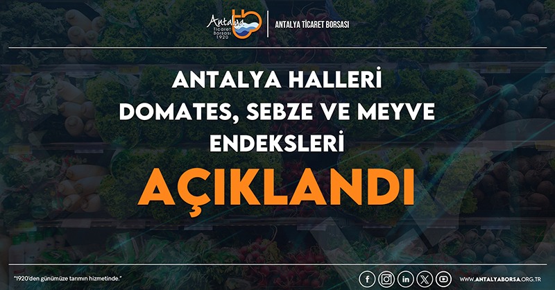 antalyaborsa's tweet photo. "Antalya Yaş Sebze Meyve Endeksi” ve “Antalya Domates Endeksi” açıklandı.

🍅🍆🍏

Detaylar için 👇