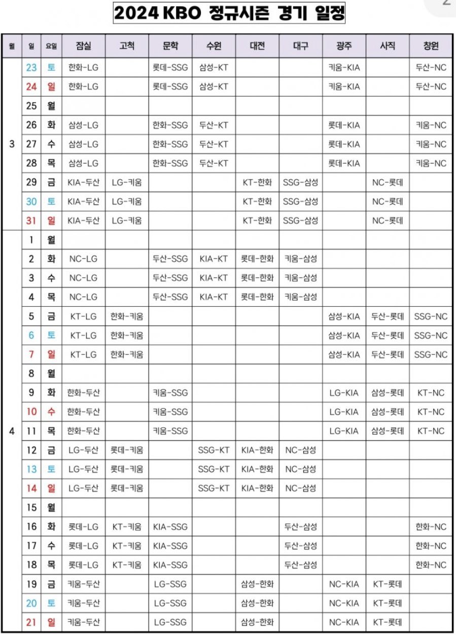 Kbo schedule cheap