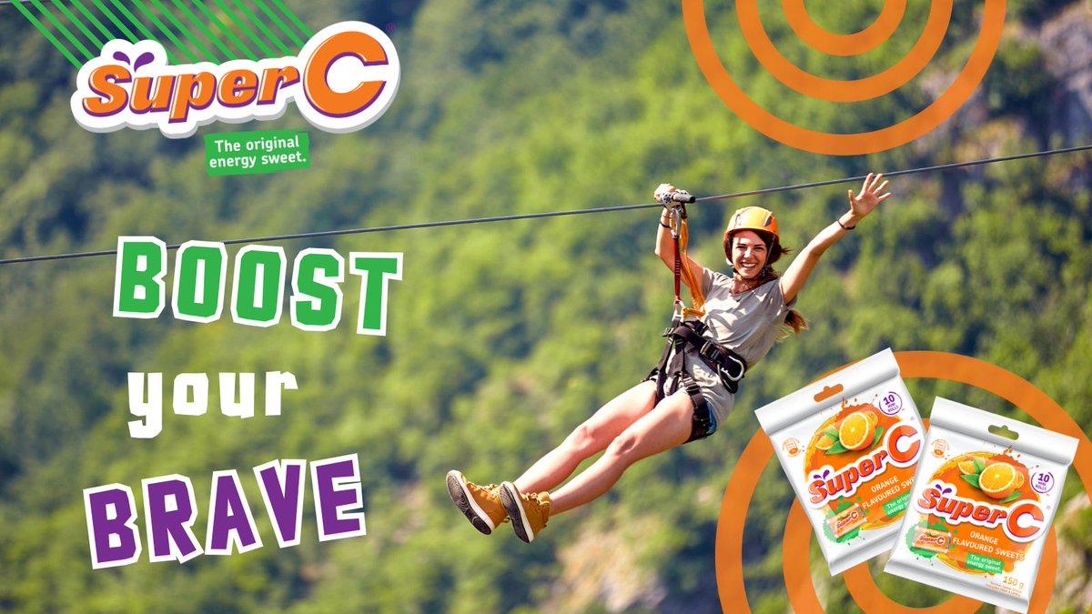 Boost your brave with Super C this 2024 🤪  Tell us what new heights you’re reaching for in the comments below 💬 #SuperCSweets #SweetLife #Fruity #Mzansi #Energy #Wellness #Boost #Active #Adventure #Outodoors #HappyNewYear #Happy2024 #2024 #Brave #BeBrave #Orange #Citrus