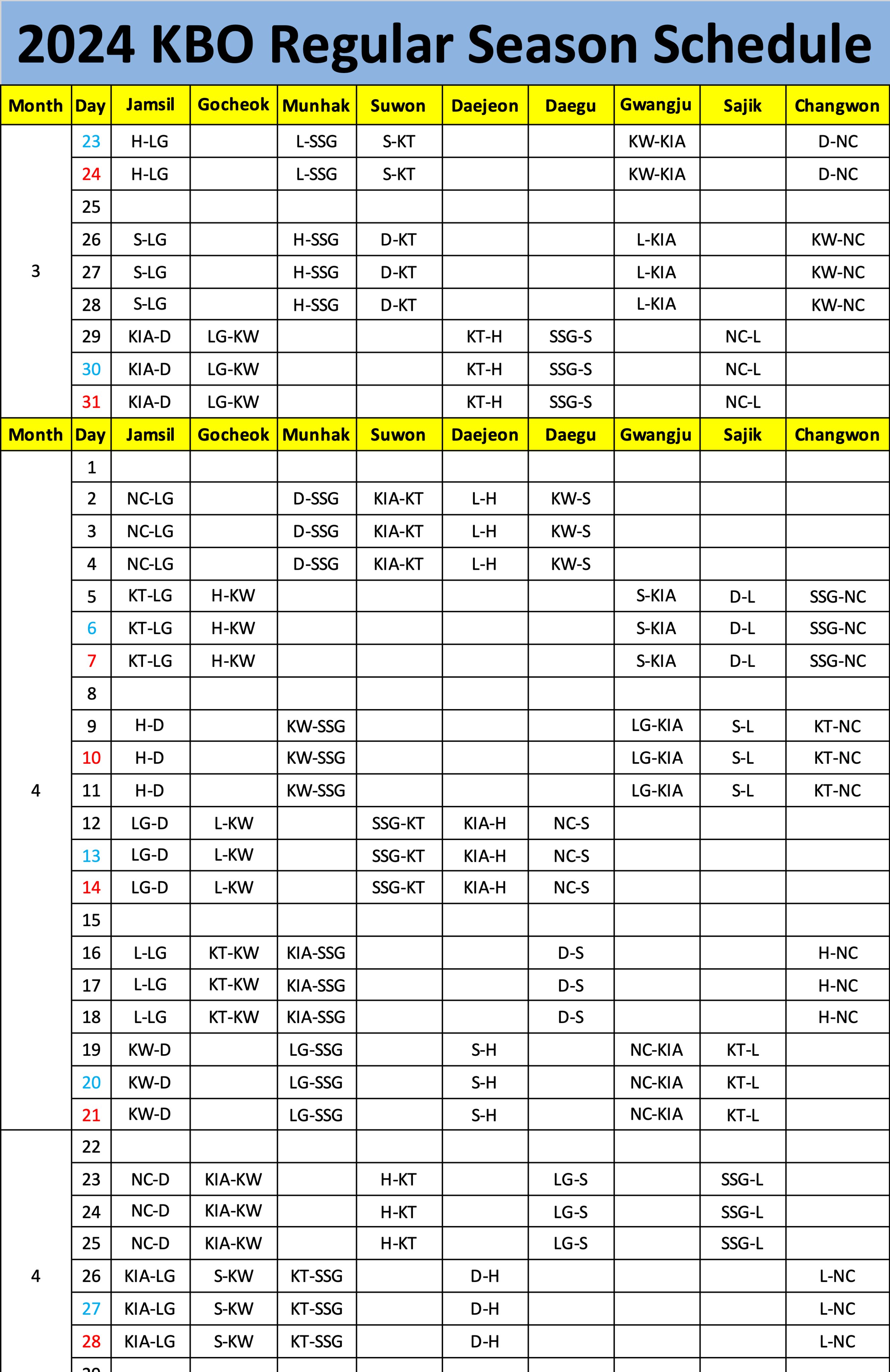 Kbo schedule deals
