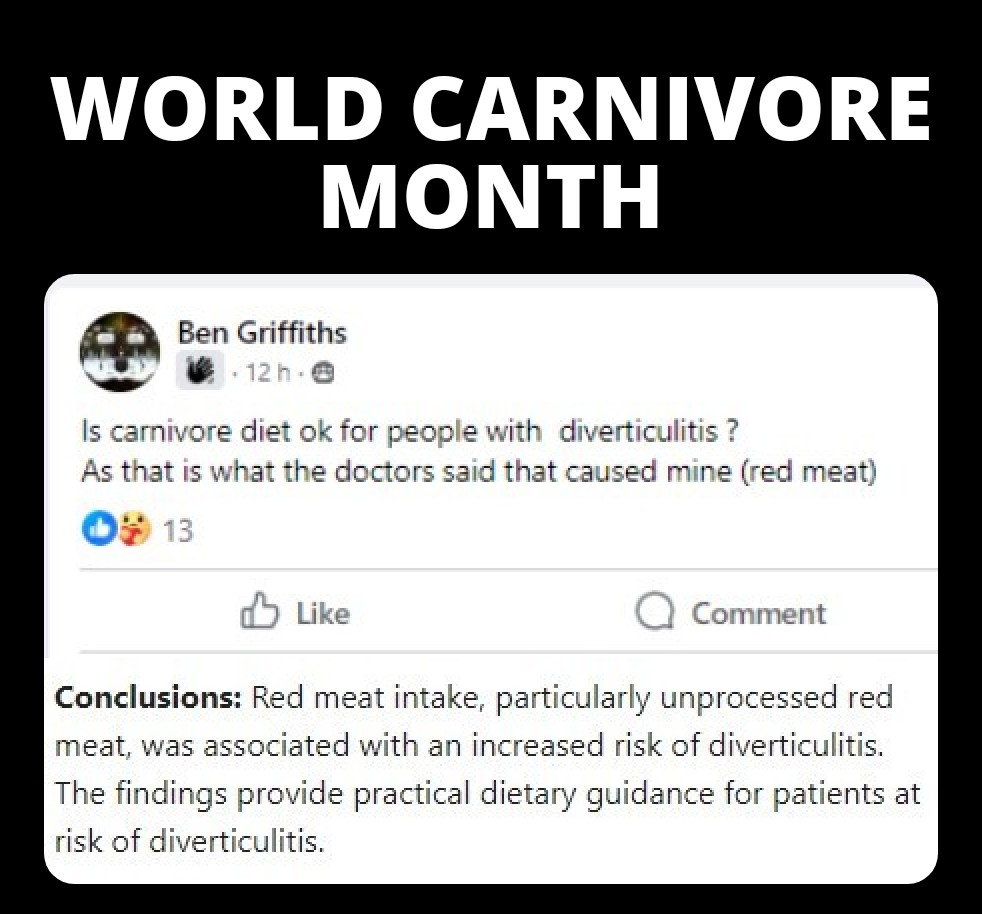 CarnivoreMonth's tweet photo. Thanks for your question. And the answer is yes!

Remember, the average physician has no nutrition training.

He's probably referring to the study below of just 764 cases that was written by someone who once received money from Bayer AND Pfizer. 

#WorldCarnivoreMonth
#carnivore https://t.co/iSoVD70LN8