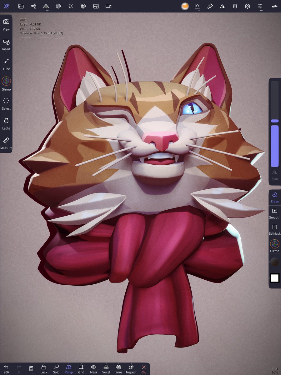 #nomadsculpt viewport from Sasha Frantseva awesome cat concept.
Little one to start the year 
All on #iPad