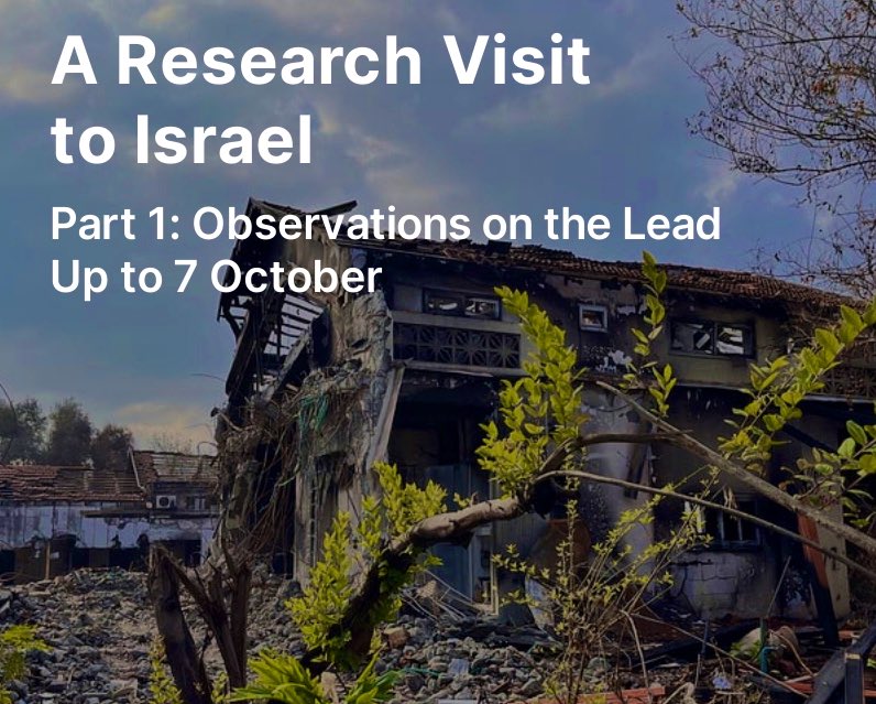 In December, I conducted a research visit to #Israel as part of small team. I have compiled my personal observations in three parts. Here is the first, which covers the lead up to 7 October. ($)

mickryan.substack.com/p/a-research-v…