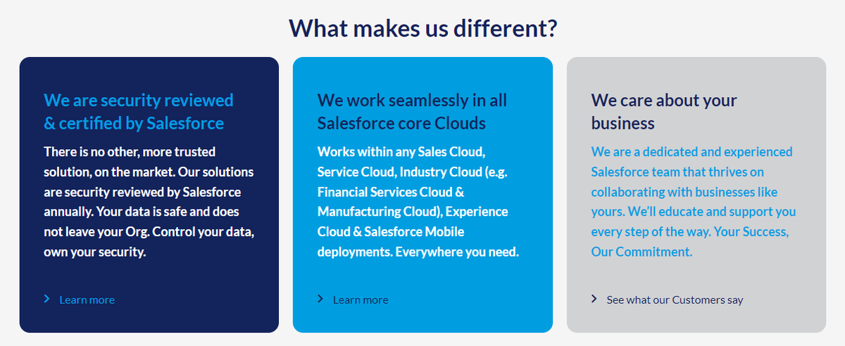 How are we different?

We are security reviewed by Salesforce, we support all Salesforce core Clouds and we care about you and your business.

If you wish to embed your help &amp; training at your users' point of need...we are here to help you.

Learn more: improvedapps.com