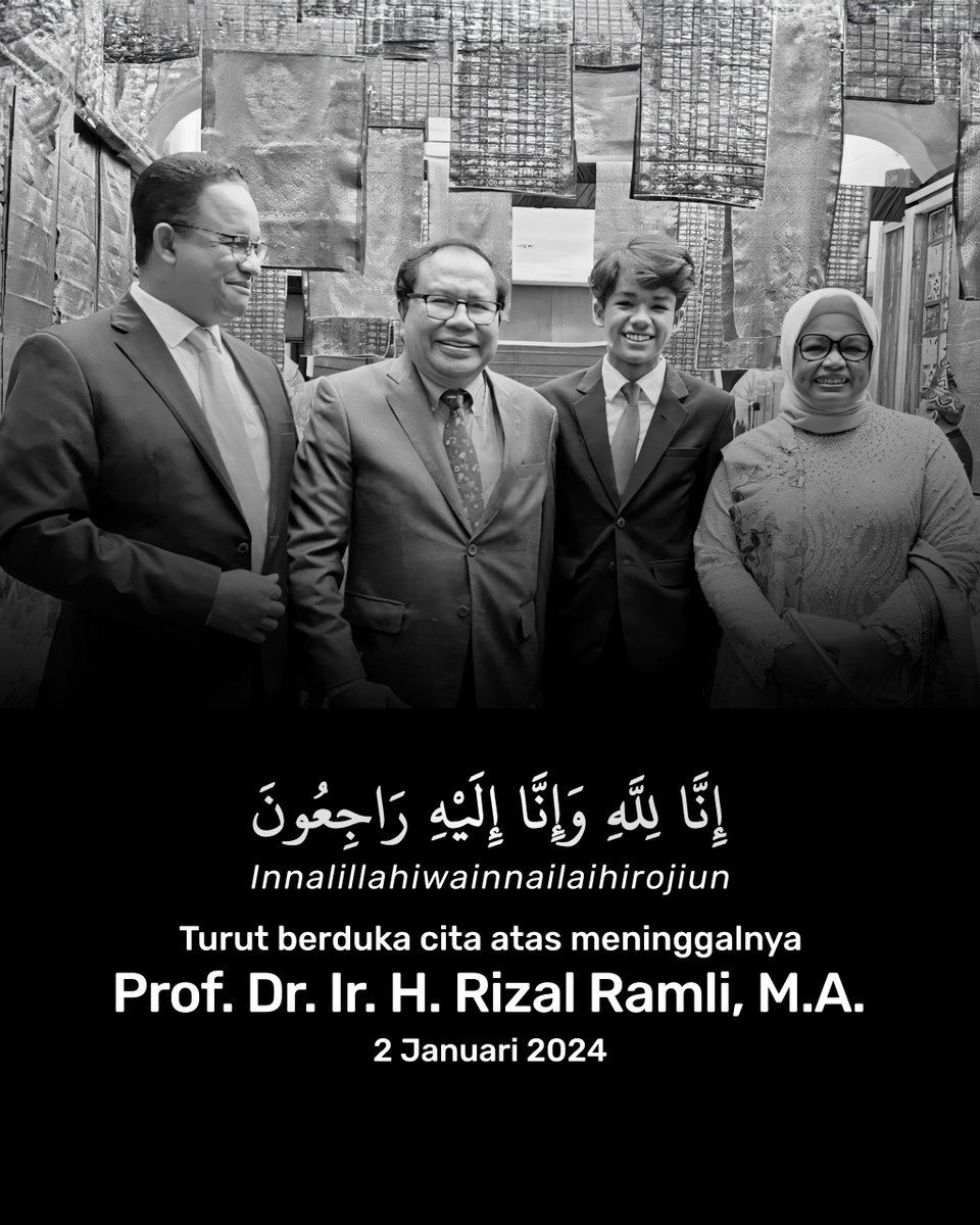 Innalillahi wa innailaihi rojiun...Kami berduka cita atas wafatnya Bang Rizal Ramli. Sosok yang konsisten memerangi korupsi, nepotisme, feodalisme, dan konsisten memperjuangkan demokrasi melawan segala macam praktek-praktek penyimpangan. 

Sosok beliau, mengingatkan kami
