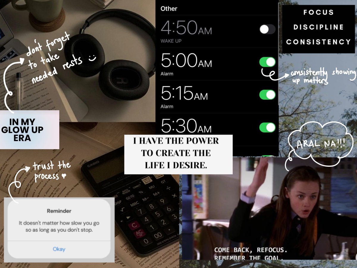 dndyru's tweet photo. January 2024 Moodboard as a cpale reviewee,✨May 2024 passer✨ 

✅ resched my gcalendar
✅refocused
✅ready na mag-aral ulit

(individual photos from pinterest, arranged by me for inspo only) https://t.co/wtffZixJPn