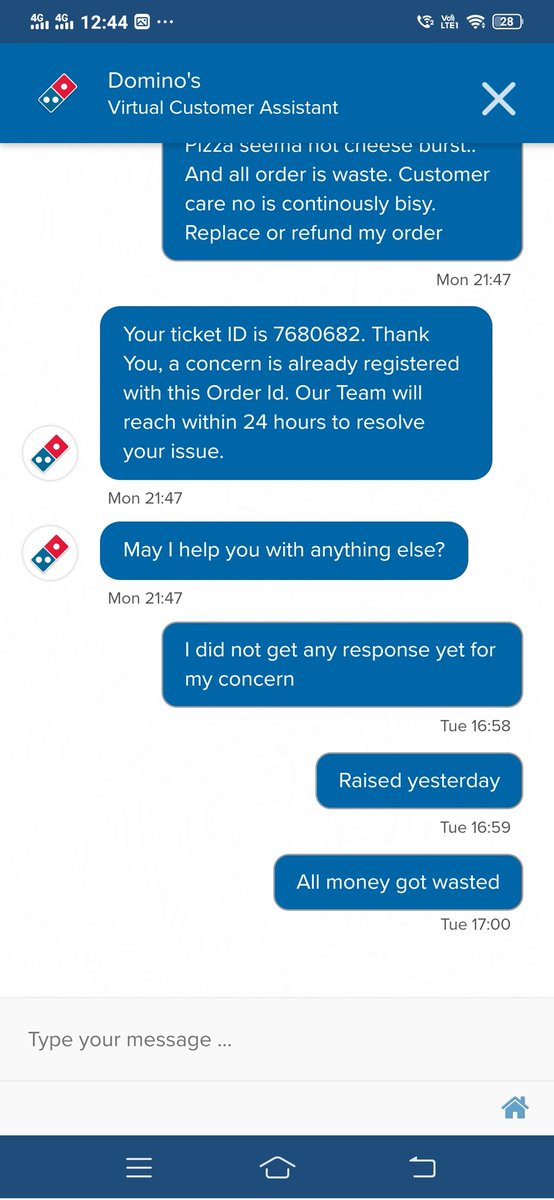 sonal152012's tweet photo. @consumr_rights @dominos @dominos_india 
I ordered frm Dominos on 1 Jan,24 @ 8:10pm and order delivered at 9:50pm. All items were cold and frozen,got chewy,raised complaint 3 times but no solution provided,outlet no was continously bsy.  Nothing done after 2 days even. https://t.co/lyrJQ4TW5I