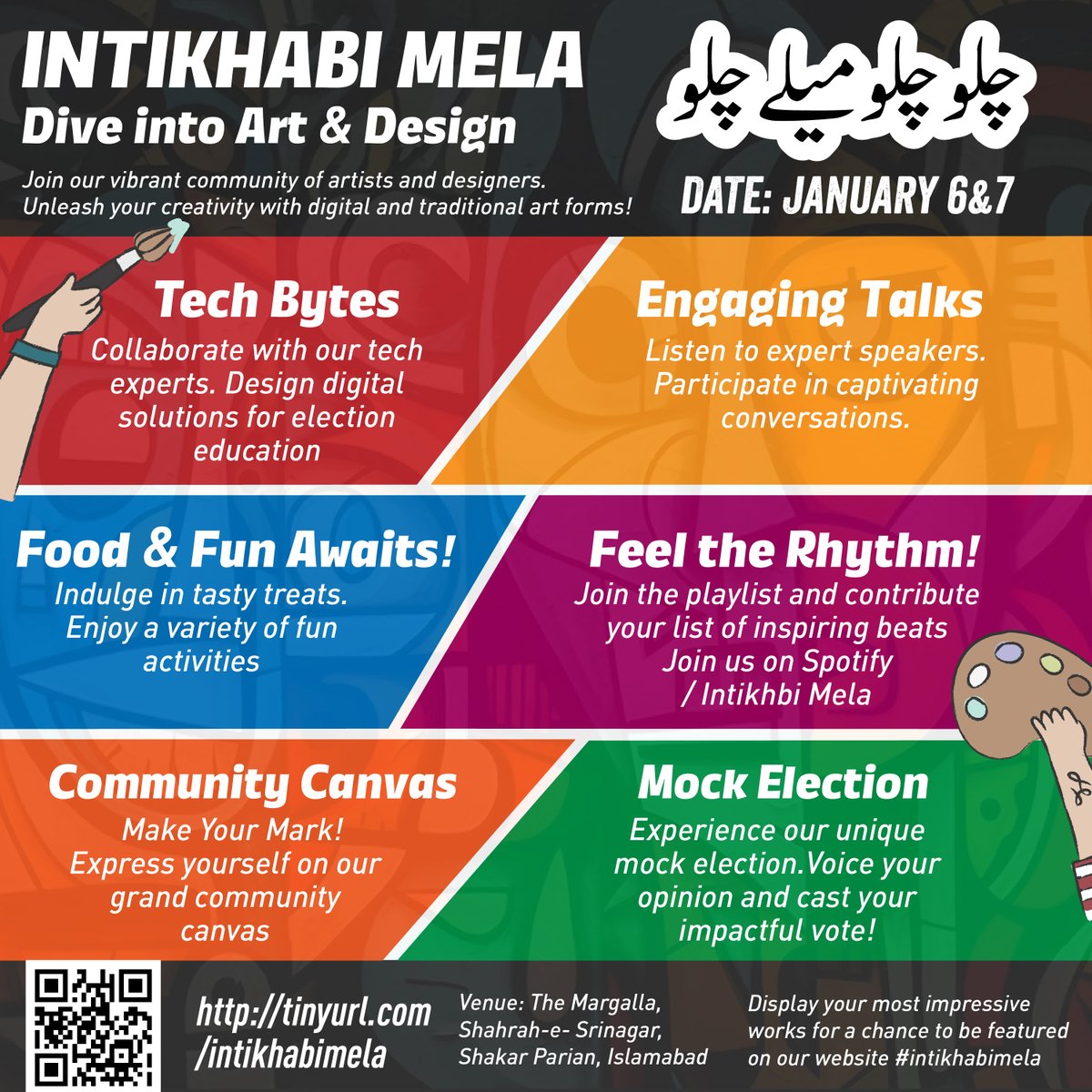 Join us at the انتخابی میلہ by Code for Pakistan! A fusion of art, tech, and civic participation. Let's empower democracy with our collective voice. Register now 👉 tinyurl.com/intikhabimela#… 🎶 Plus, add your favorite tunes to our playlist on Spotify: open.spotify.com/playlist/4KSQH…🎵