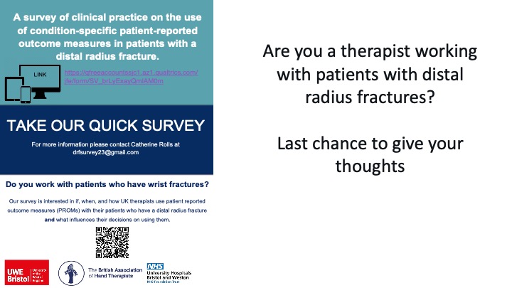 Catherine Rolls (@rolls_catherine) on Twitter photo Are you a therapist working with patients with distal radius fractures?
👇Survey closing soon👇
qfreeaccountssjc1.az1.qualtrics.com/jfe/form/SV_br…
<a href="/Valjones2305Val/">Val jones</a> <a href="/rach_physio_/">Rachel Hendrie</a> <a href="/BenHughesPT/">Ben Hughes</a> <a href="/LisaPitt19/">Lisa Pitt</a> @hoopoe_swana <a href="/HemelPhysio/">Hemel Physio</a> <a href="/handphysiodebs/">Debs Stanton</a> <a href="/TGC_Mitchell/">Thomas Mitchell</a> <a href="/physiojack/">The Rheumatology Physio</a> <a href="/thecsp/">Chartered Society of Physiotherapy (CSP)</a> <a href="/Lisa_Newington/">Lisa Newington</a> Are you a therapist working with patients with distal radius fractures?
👇Survey closing soon👇
qfreeaccountssjc1.az1.qualtrics.com/jfe/form/SV_br…
<a href="/Valjones2305Val/">Val jones</a> <a href="/rach_physio_/">Rachel Hendrie</a> <a href="/BenHughesPT/">Ben Hughes</a> <a href="/LisaPitt19/">Lisa Pitt</a> @hoopoe_swana <a href="/HemelPhysio/">Hemel Physio</a> <a href="/handphysiodebs/">Debs Stanton</a> <a href="/TGC_Mitchell/">Thomas Mitchell</a> <a href="/physiojack/">The Rheumatology Physio</a> <a href="/thecsp/">Chartered Society of Physiotherapy (CSP)</a> <a href="/Lisa_Newington/">Lisa Newington</a>
