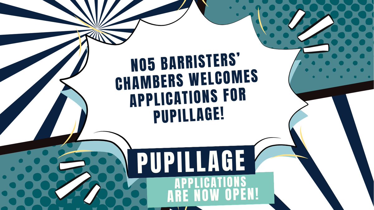 Applications for Pupillage at No5 Barristers' Chambers are open until 11:59pm on 7th February! Find out more about Pupillage at No5 and complete the application form here: no5.com/recruitment/pu…