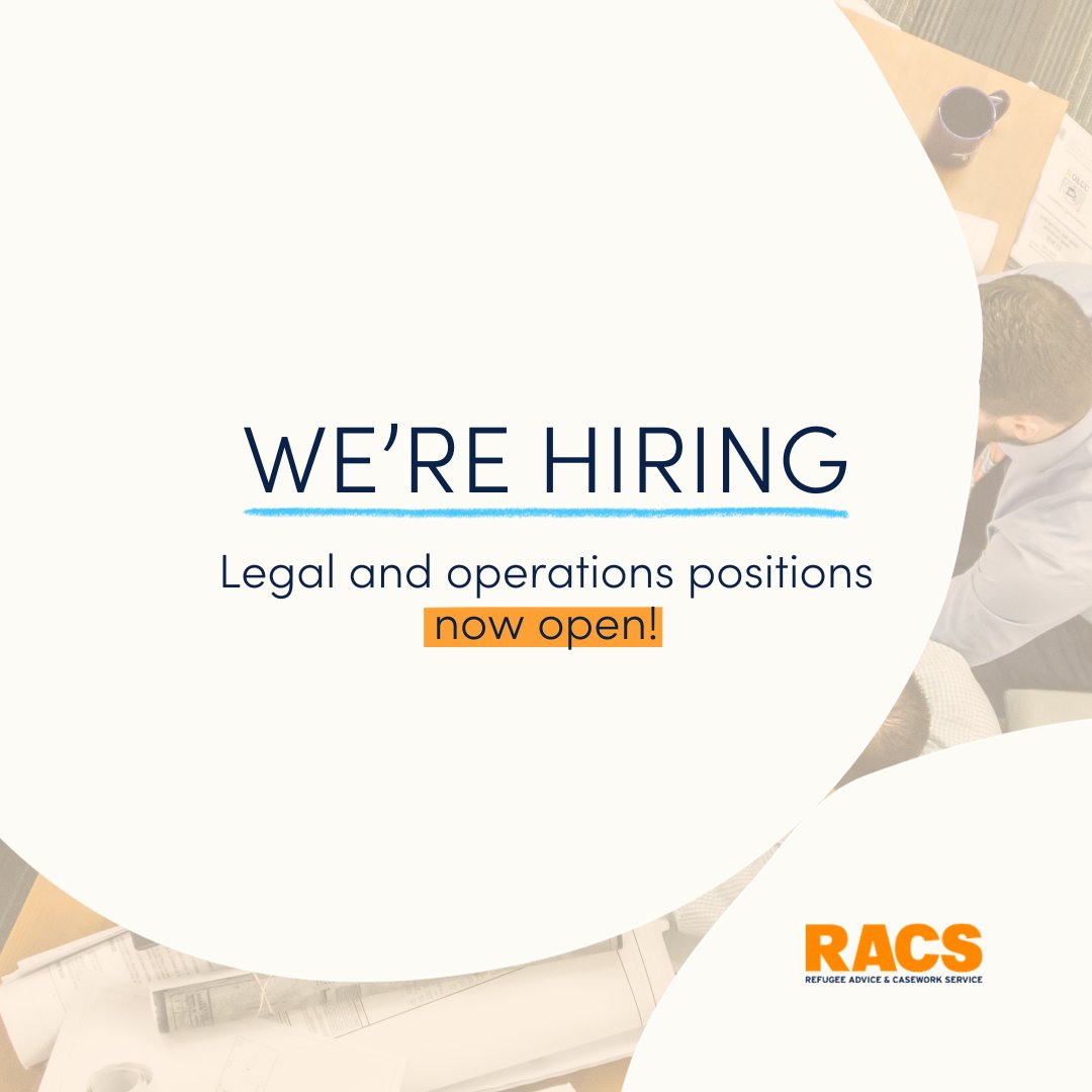 Looking for a new start in the new year? 🌞 We're looking to fill a number of positions in both our legal and operations teams, so if you're passionate about making a difference in the lives of refugees and people seeking asylum, click here! racs.org.au/work-with-us