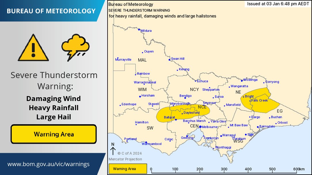 ⚠️ SEVERE THUNDERSTORM WARNING updated to include storms over the central ranges. Storms in the warning area may produce HEAVY RAINFALL leading to flash flooding, LARGE HAIL, and DAMAGING WINDS. Details: ow.ly/GcnY50QniuQ