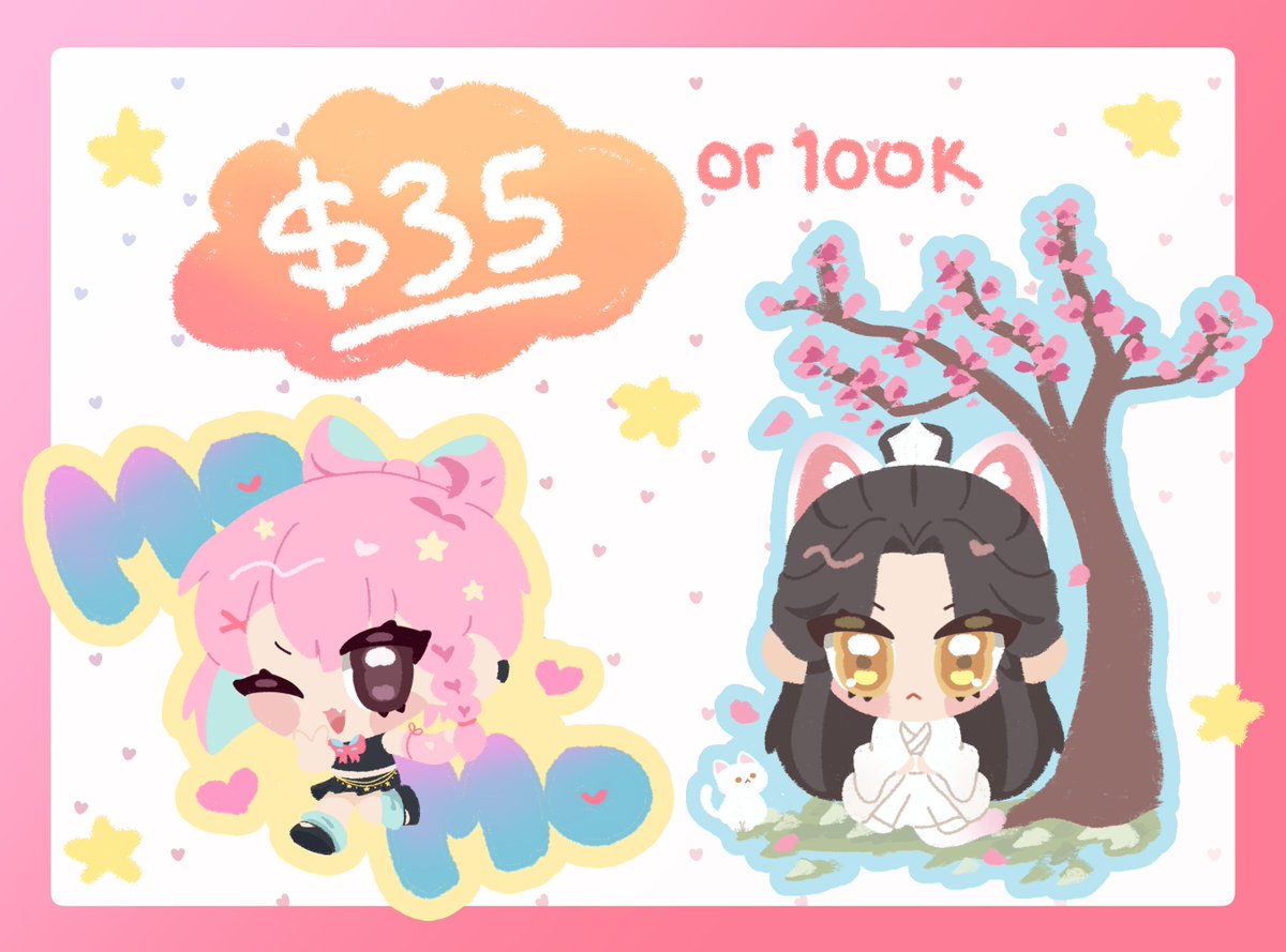 ❤️COMMISSION OPEN❤️
Hellooo Im opening chibi commissions to collect funds for my grandma and college fees :')

I have my TnC in my carrd ! I accept international with paypal and local with BCA :]

Reshares are appreciated 🙏