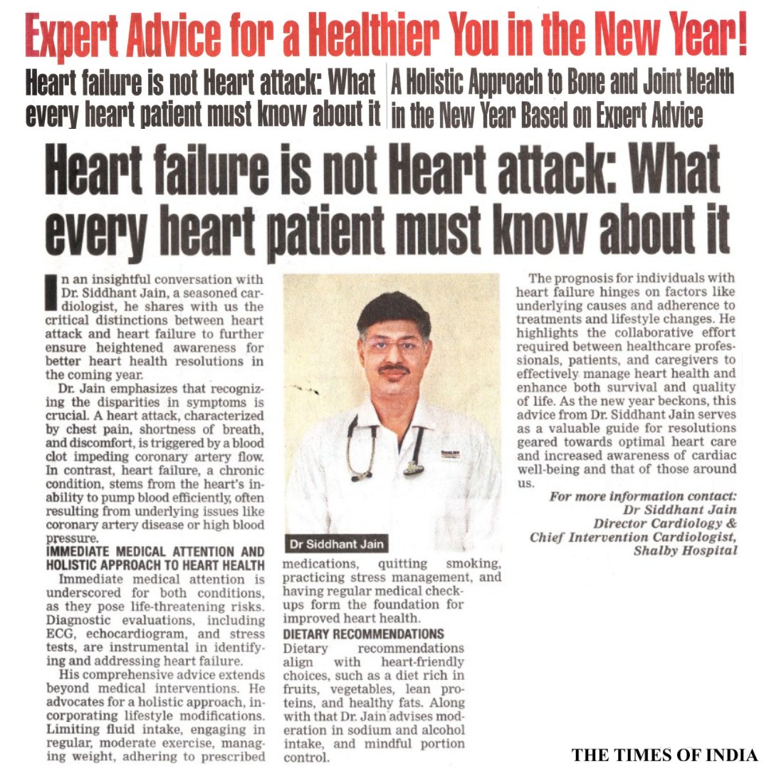 CardiologistInd's tweet photo. Advice For a Healthier You in the New Year!

Heart failure is not a Heart attack: Every heart patient should know about this.

#ShalbyHospitals #indore #Hearthealth #ShalbyhospitalIndore #NewYear #Health #HeartAttack #HeartFailure #timesofindia📰 #timesofindia #NewYear2024 https://t.co/d19k3AzDPe