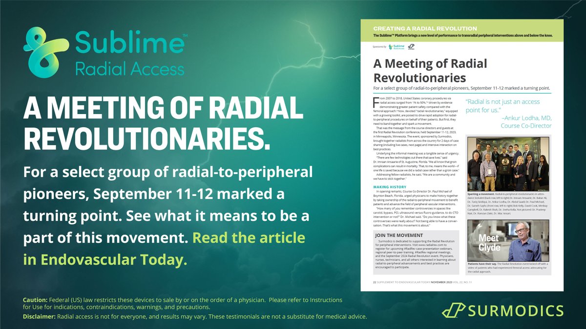 JoinRadialRev's tweet photo. A meeting of radial revolutionaries. For a select group of radial-to-peripheral pioneers, September 11-12 marked a turning point. See @EVToday. https://t.co/FKAce2QuMY Rx only. #radialrev #radialaccess #radialfirst https://t.co/4CQGnjrTNf