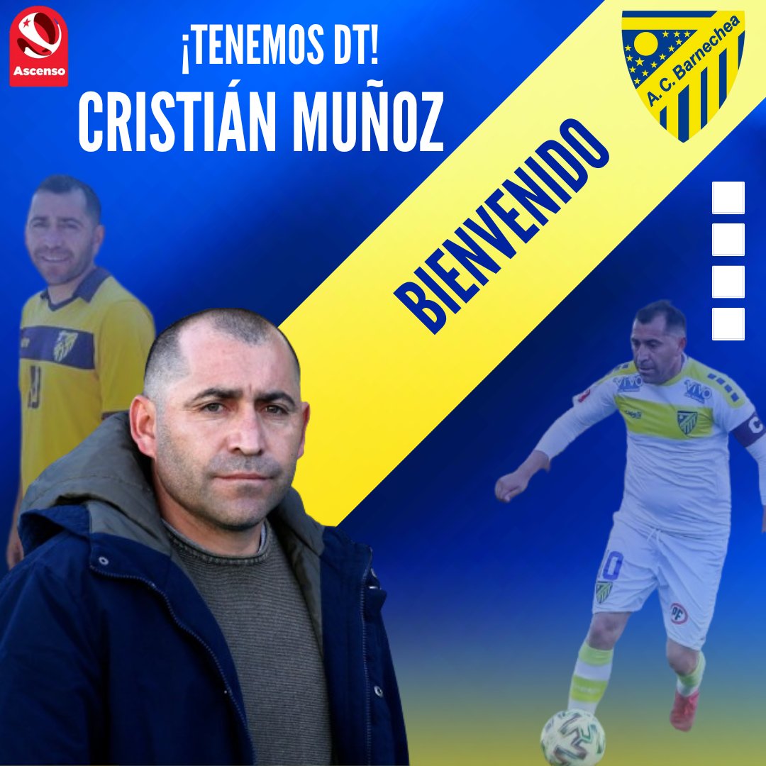 💙💛 Bienvenido nuevamente a casa!! 
Cristián Muñoz llega como nuestro nuevo DT, acompañado de Nicolás Ortiz como su AT y de  Felipe Ortiz su PF.
Les deseamos mucho éxito en este nuevo desafío ⚽️

#Barnecheadetodos🇧🇦 

#BarnecheadeTodos 
#Barnechea #VamosBarne #PrimeraB #Chile