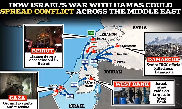 News News News on X: "How Israel's war with Hamas is spiralling across the Middle  East: As terror group's deputy leader is killed in Beirut drone strike and  targets are hit in
