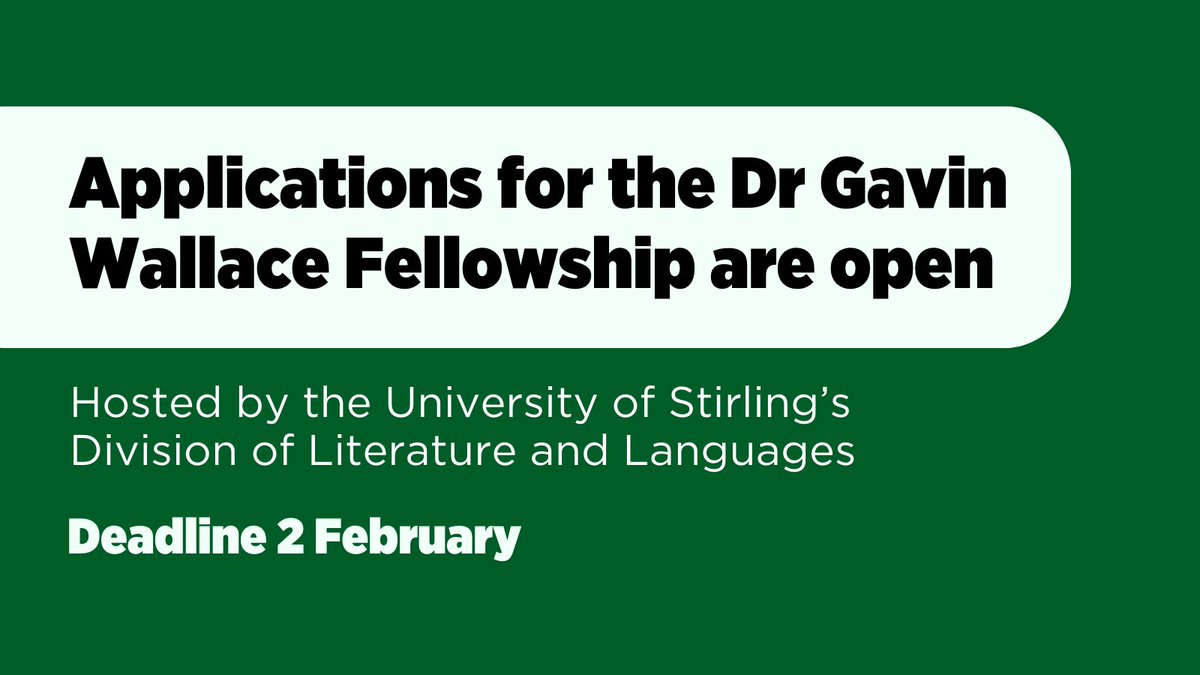 CreativeScots's tweet photo. The Dr Gavin Wallace Fellowship is an opportunity for a mid-career writer to spend a year dedicated to producing new writing, gaining support and inspiration from this year's host organisation, @StirUni's Division of Literature and Languages ✍️

https://t.co/5Sa1FuUBON https://t.co/pi2HYBqWnv