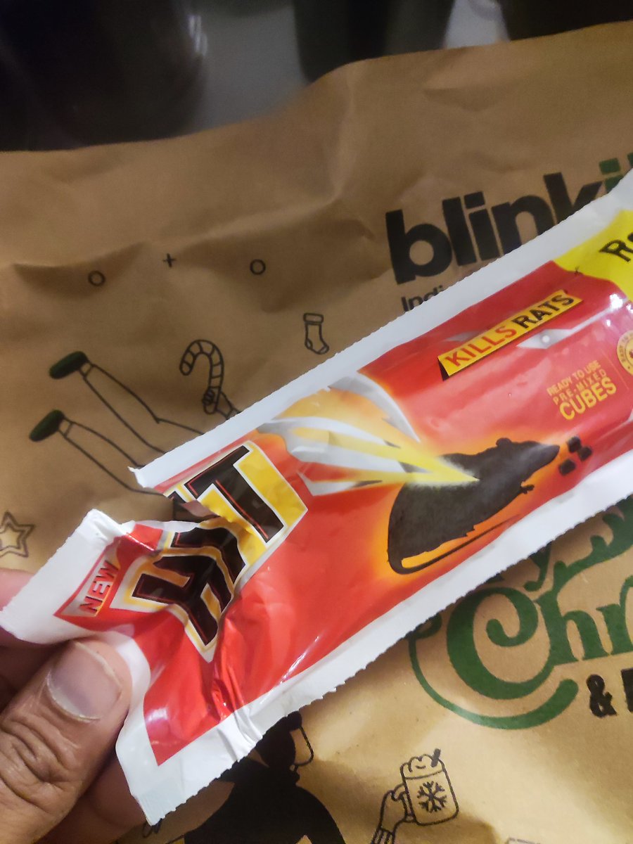 devadask's tweet photo. @letsblinkit you delivered an order that had food items along with the rat poison which had its packaging torn open. No safety norms or was this deliberate? Don't you think that the rat poison package should have been delivered intact packed separately. https://t.co/aUq7VPIJ88