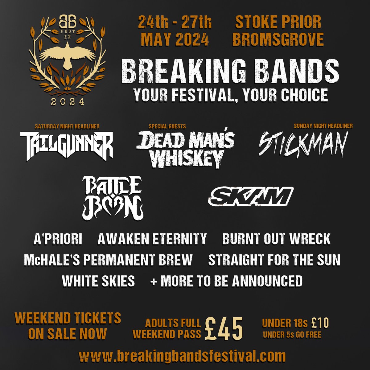 FINE PEOPLE OF BROMSGROVE! We will be at the award winning Breaking Bands Festival this year. Get your tickets and prepare to get your head melted. TICKETS: breakingbandsfestival.com SEE YOU AT THE BAR....