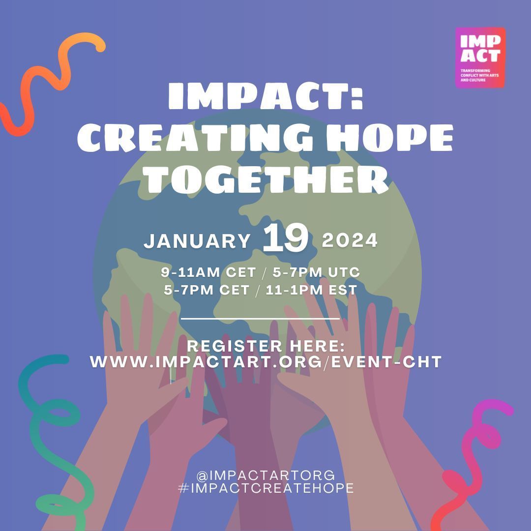 🚀Just 5 days to go until IMPACT:Creating Hope Together on Jan 19, 2024!Excitement is building, and we can't wait to embark on this transformative journey with you. Get ready to be part of a global exchange for positive change!
impactart.org/event-cht/
#CreatingHopeTogether