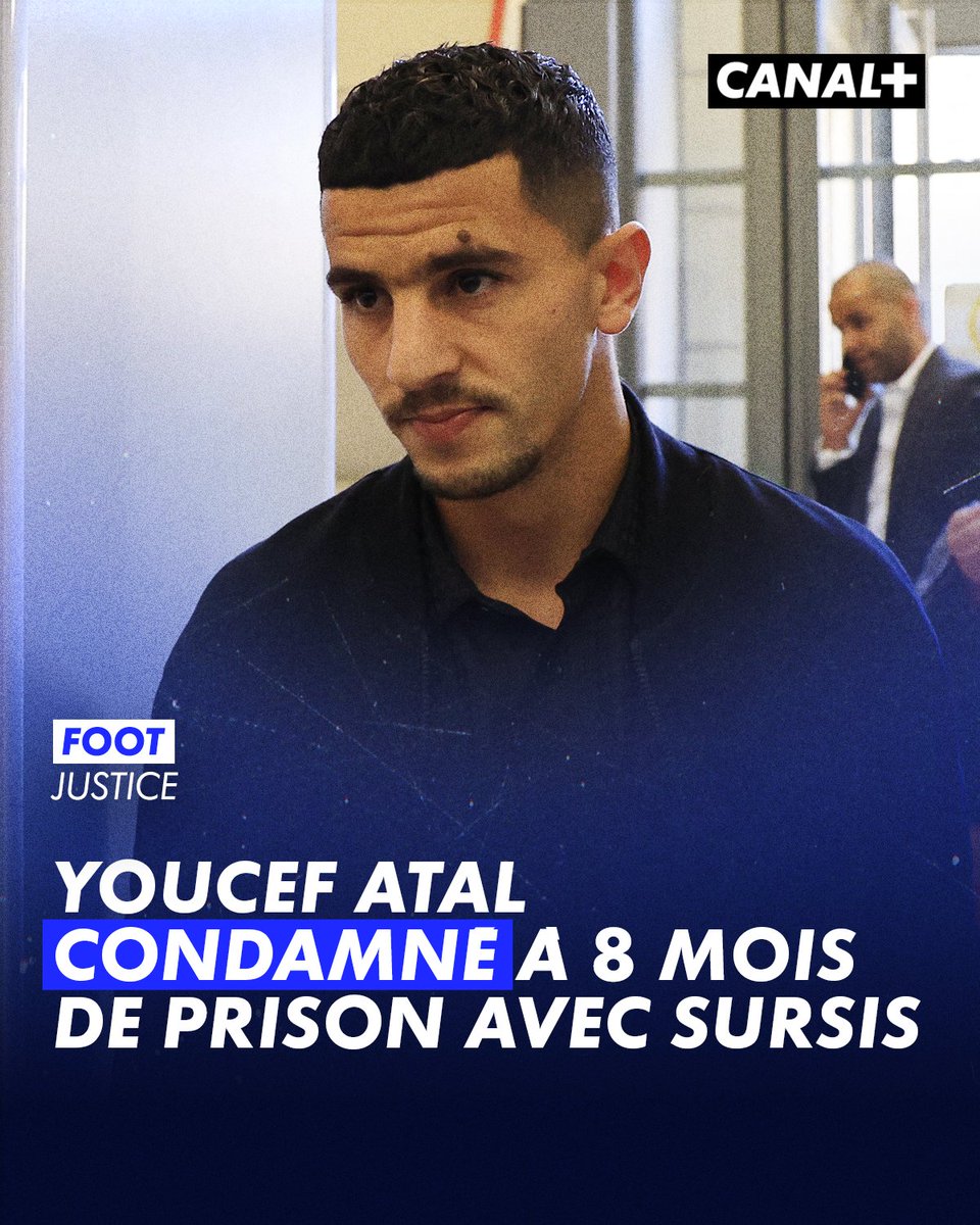 CanalplusFoot's tweet photo. Youcef Atal condamné 🚨

Le joueur de l'OGC Nice écope d'une peine de 8 mois de prison avec sursis pour "provocation à la haine à raison de la religion" ⚖️

Il avait partagé une vidéo en octobre dernier, qui appelait entre autres à "un jour noir sur les juifs" https://t.co/2DU11jXGn4