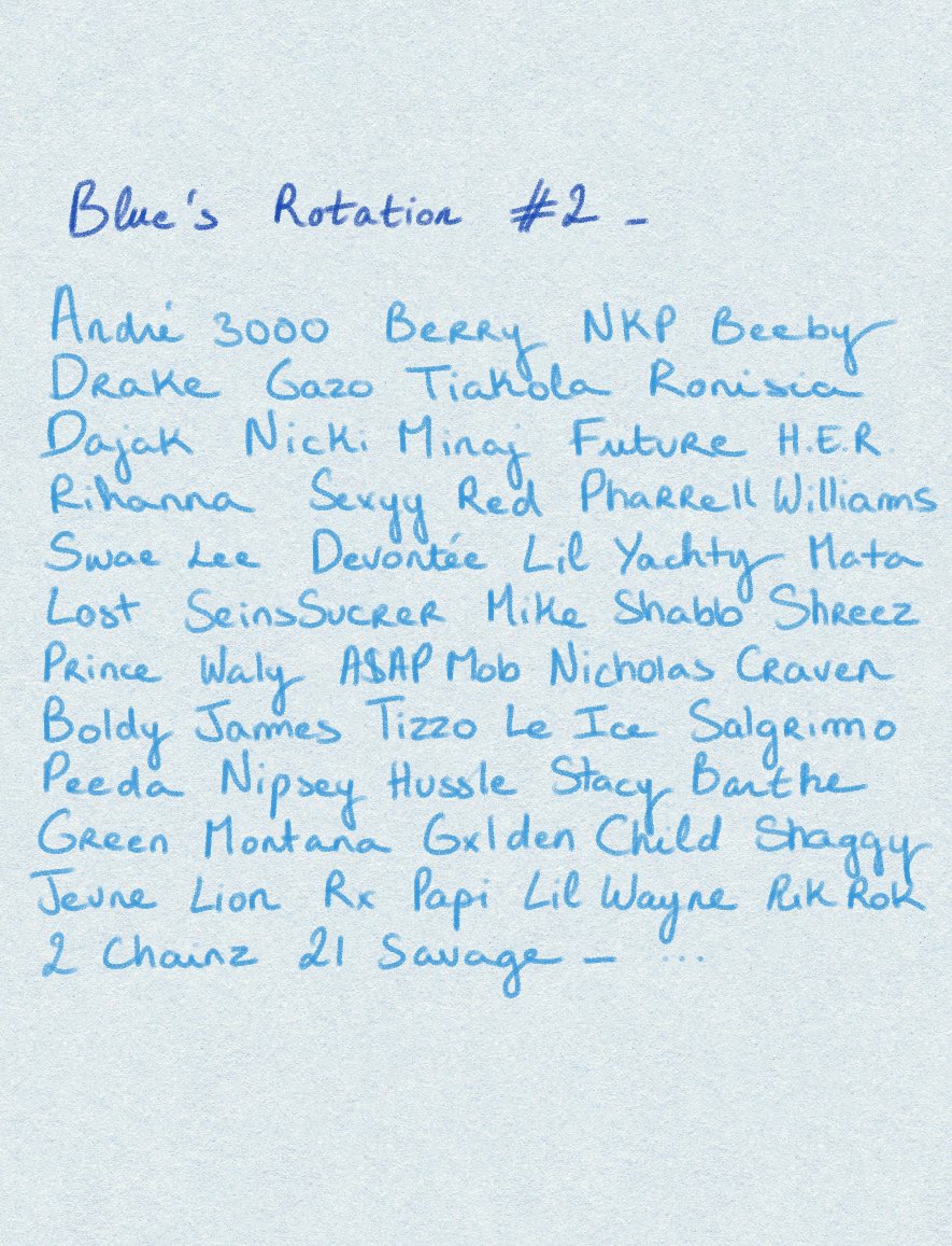 « BLUE’S ROTATION » PLAYLIST UPDATE JUST LANDED
33 SONGS
APPLE MUSIC - SPOTIFY - DEEZER
LINK BELOW. ENJOY 💙